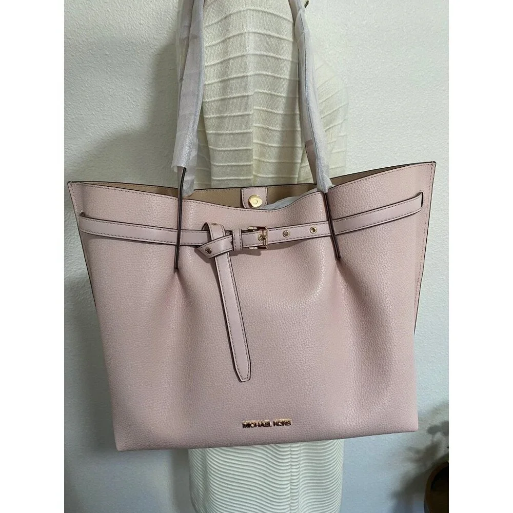 NWT Michael Kors Emilia Large East West Tote Bag Powder Blush Leather $558